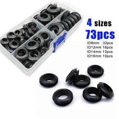 Boxed Mix ID 8/12/14/16mm total 73pcs Double Face Wire Cable Protect Rubber O Ring Oil Sealing Grommet Gasket Hole Shim Washer