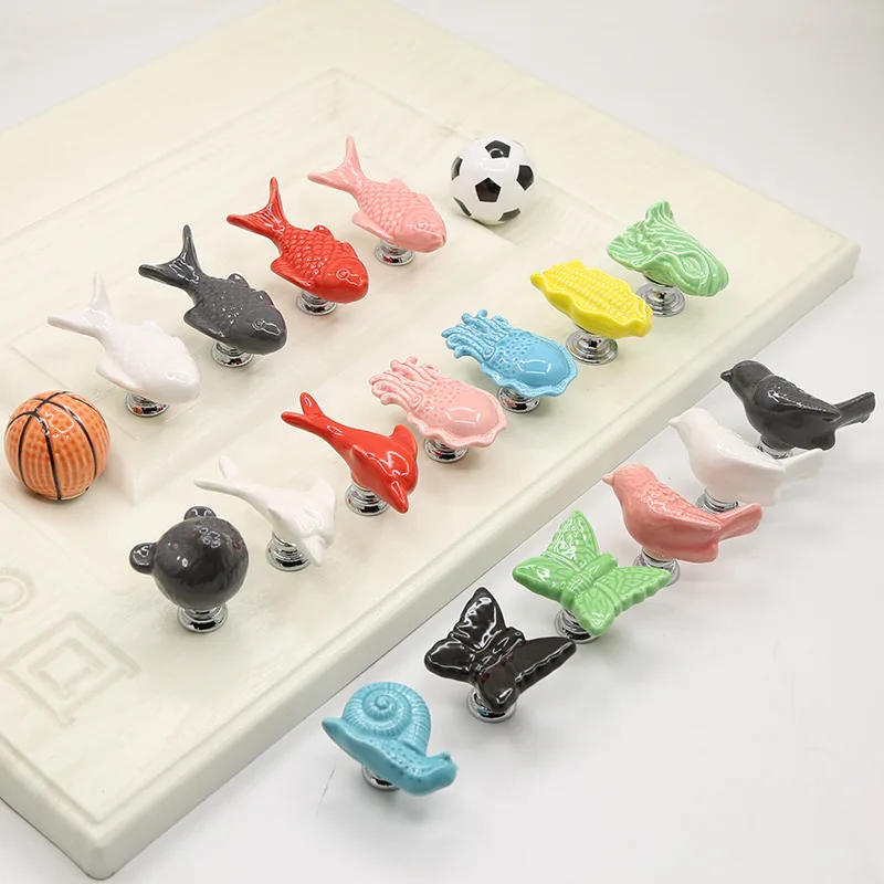 Description Picture 3 of itemPerforation-free children's closet hand door cartoon pull butterfly ceramic handle single-hole American drawer cabinet handle