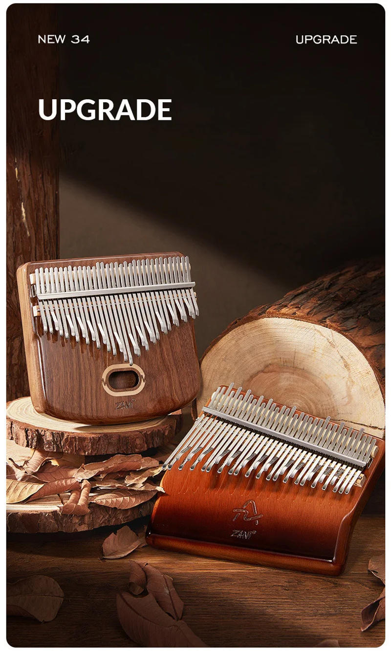 Description Picture 3 of item34 Keys Kalimba Thumb Piano Veneer Beech Wood 34 Key Kalimba Finger Piano Musical Instrument with Storage Box Music Lover Gifts