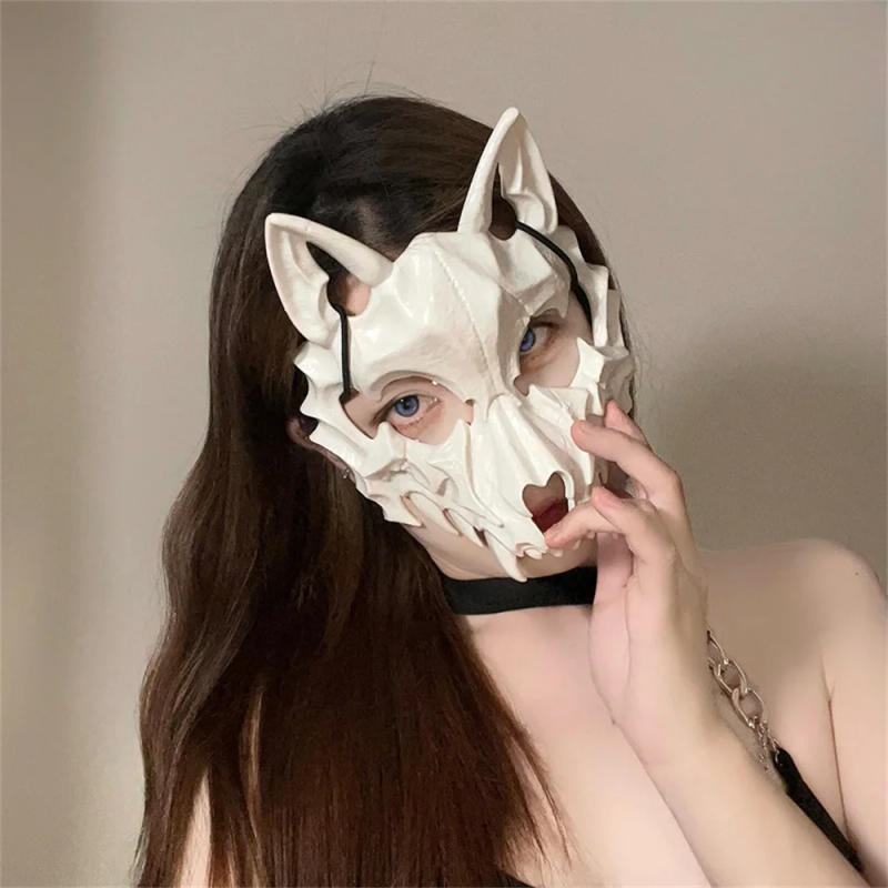 Description Picture 6 of itemHalf-Face Mask Unisex Dragon Tiger Wolf Mask Horror Halloween Decoration Costume Props Animal Skeleton Mask Party Cosplay Props
