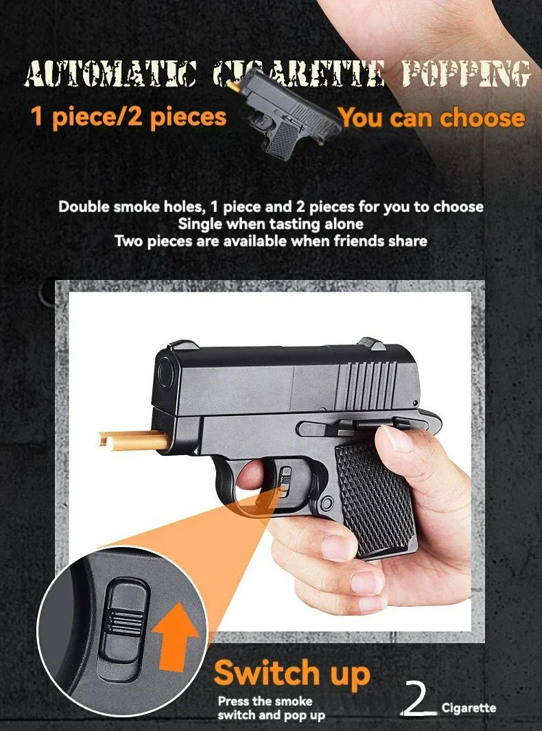 Description Picture 6 of itemNew Gun Lighter Pistol Cigarette Case Lighter Rechargeable Tungsten Wire Smoke Accessories One-click Multifunctional Ignitertool