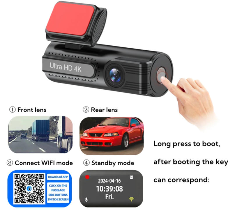 Description Picture 6 of itemUltra HD 4K Dash Cam For Car DVR 4K+1080P Front Rear Dash Camera With WiFi GPS 24h Parking Night Vision Video Recorder Black Box