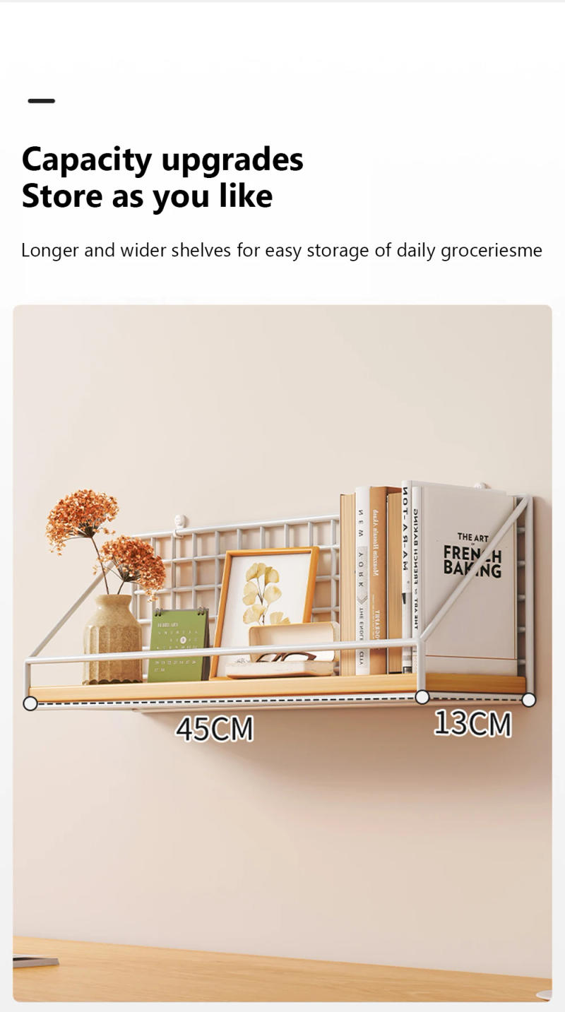 Description Picture 5 of itemWood Wall Shelves Without Drilling Hanging Organizers For Living Room Floating Wall Shelf Bedroom Decoration Storage Rack