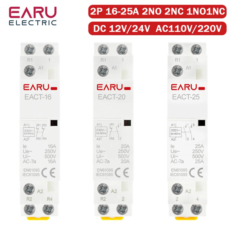 Description Picture 4 of itemDC12V 24V AC110V 220V 50/60Hz 2P 16A 20A 25A 2NO 2NC 1NO1NC Din Rail Mounted Household Modular AC Contactor for Smart Home House