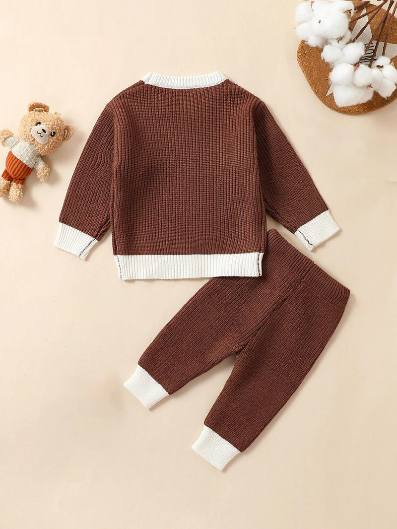 Description Picture 4 of item0-24M Toddler Kids Knitted Clothes Cotton Spring Newborn Boy Girl Infant Clothing Tops Pants Knitted Sweater Baby Pajamas Sets