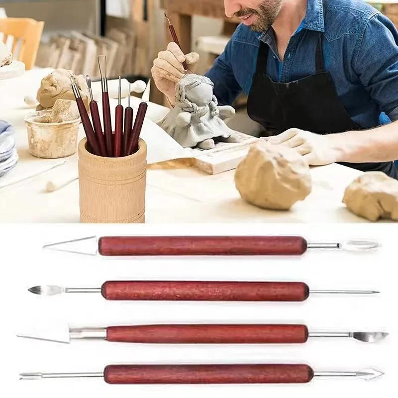 Description Picture 3 of item6PCS Sculpting Tool Pottery Wood Handle Set Wax Carving Sculpt Smoothing Polymer Shapers Pottery Clay Ceramic Tool Accessories