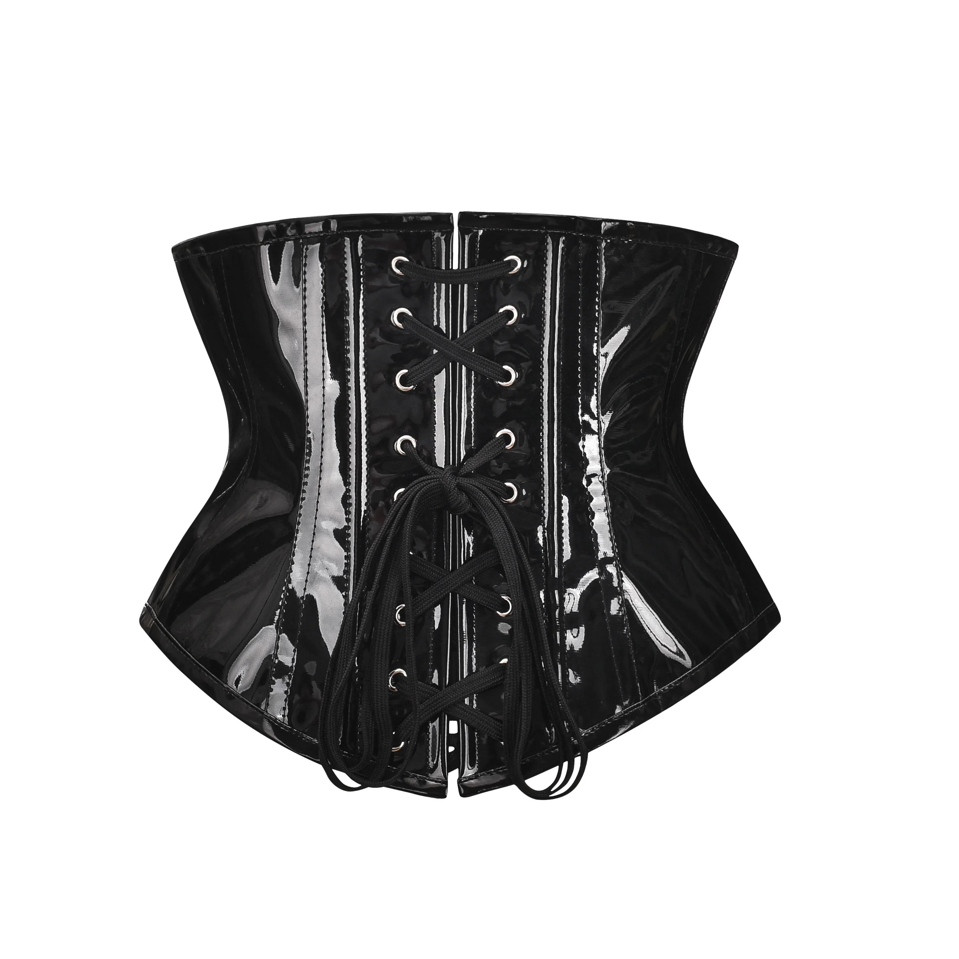 Description Picture 5 of itemWomen Shiny PVC Corset Top PU Leather Underbust Waist Trainer Bustier