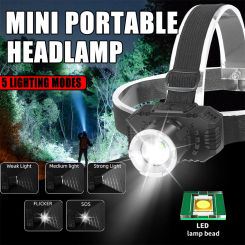 Mini Portable Small Headlight Type-C Rechargeable Long Range Headworn Waterproof Outdoor Super Bright Night Fishing Flashlight