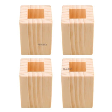 4pcs Wooden Closed Square Riser for Bed Desk Lift Table Furniture Feet Storage 6x6x8.3cm Up to 5cm Height