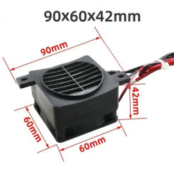 12V 24V 220V 90x60x42mm PTC Air Heater with Fan Element Constant Thermostat Thermistor Air Electric Heating Sensor Incubator