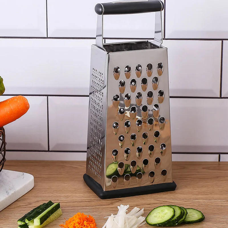 Description Picture 3 of itemStainless Steel Standing Cheese Grater Multi-functional Vegetable and Fruit Slicer Cheese and Cheese Grater  Four-Sided Melon