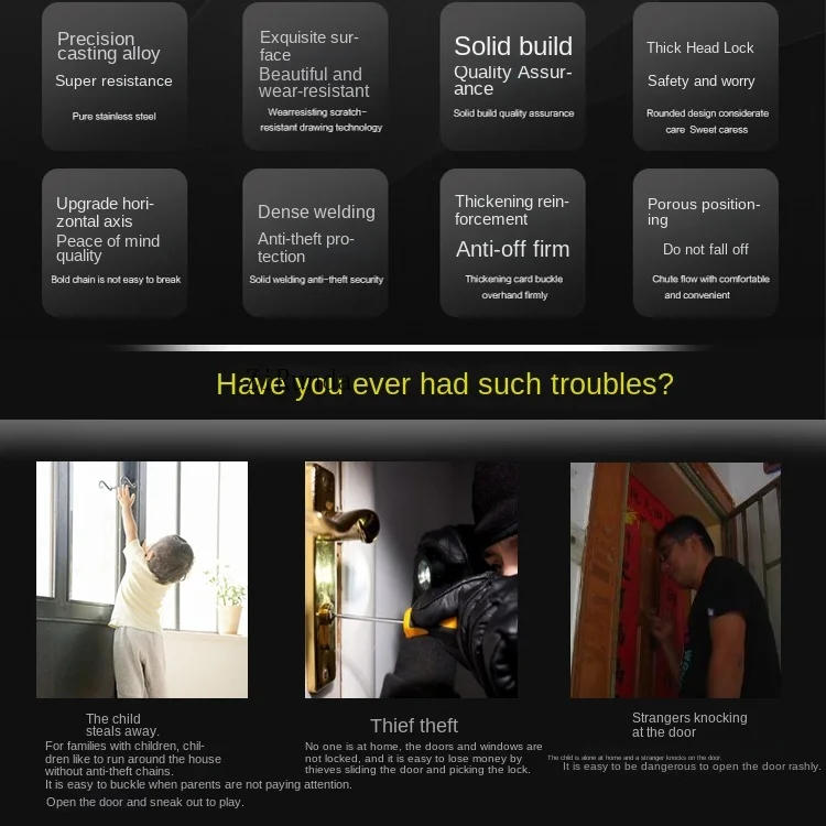 Description Picture 3 of itemAnti-theft lock door bolt anti-theft buckle safety chain anti-lock buckle