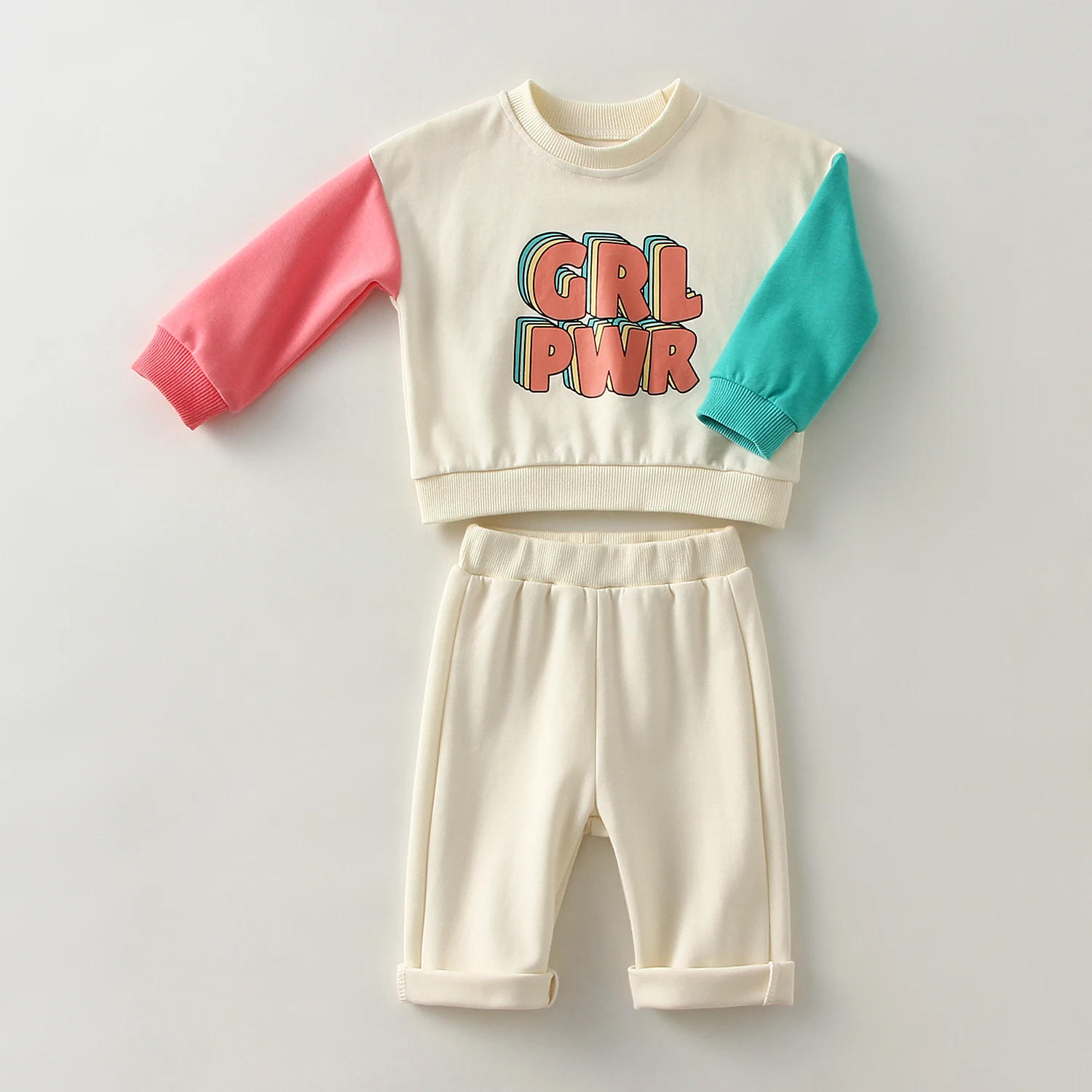 Description Picture 4 of item0-3Y Baby Girl Clothes Set Newborn Infant Autumn Spring Outfits Rainbow Toddler Kids Tops Pants Casual Baby Clothing
