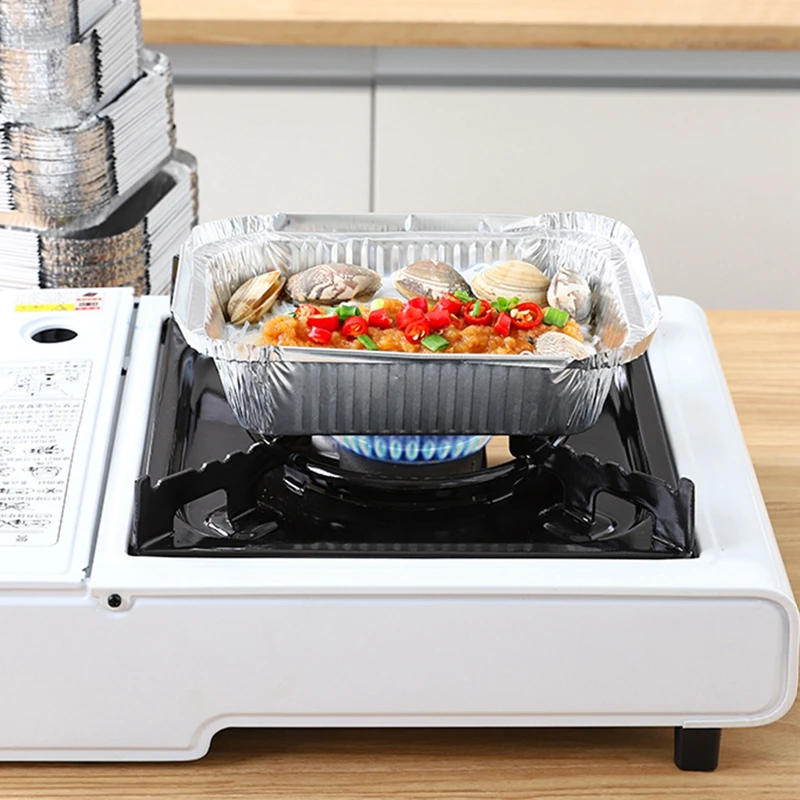 Description Picture 5 of item50PCS Aluminum Foil Tray Pan Disposable Thickened Food Container BBQ Tray Takeaway Packing Boxes for Kitchen Cooking Baking Tool