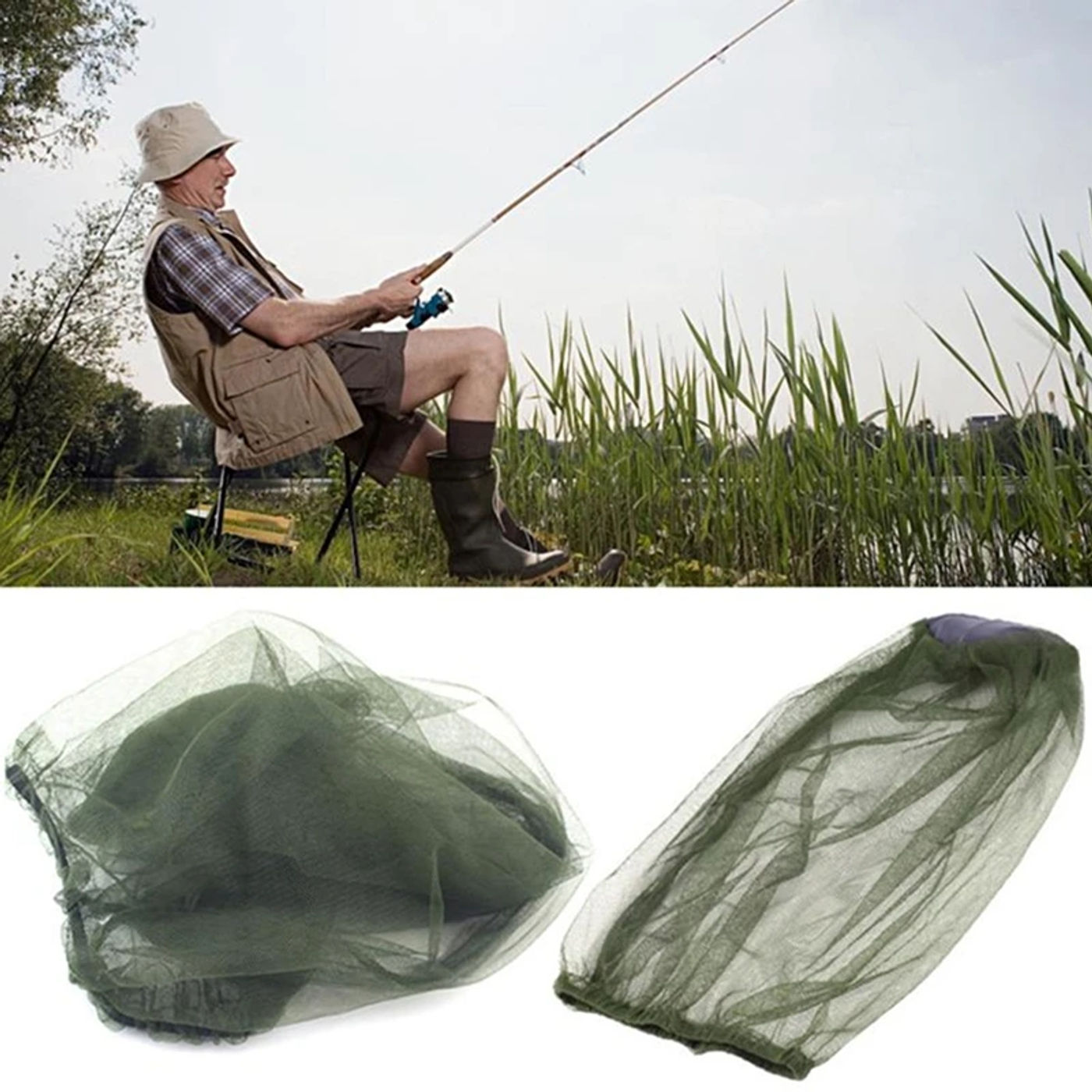 Description Picture 6 of itemOutdoor Fishing Cap Anti Mosquito Insect Garden Beekeeping Hat Camping Bug Mesh Head Net Face Protector Hats Fishing Cap Nets