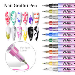 Black White Nail Art Drawing Graffiti Pen Waterproof Painting Liner Brush DIY 3D Abstract Lines Flower Leaf Nail Manicure Tools