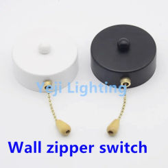 Black white Wall pull switch Zipper pull switch wall lamp exhibition room fans shop switch Lighting accessories DIY