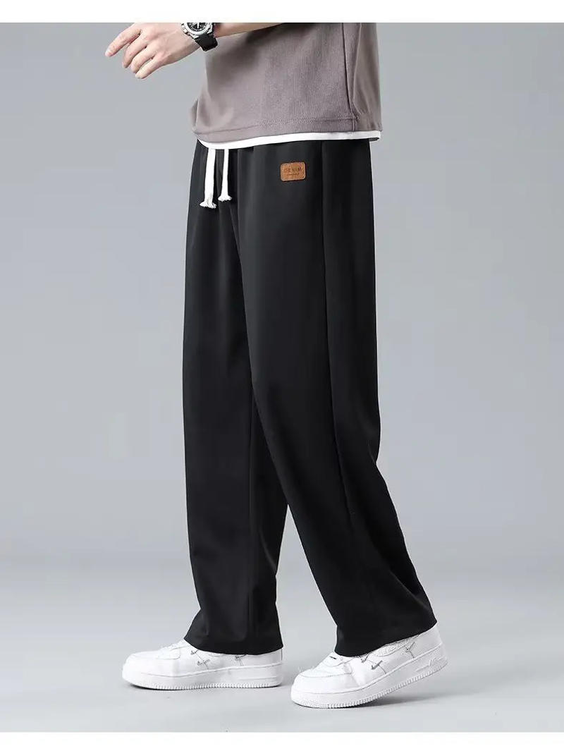 Description Picture 5 of itemAll Season Summer Casual Soft Solid Men's Cool Boys Waist Loose All Match Overalls Pocket Drawstring Sport Pants Breathable