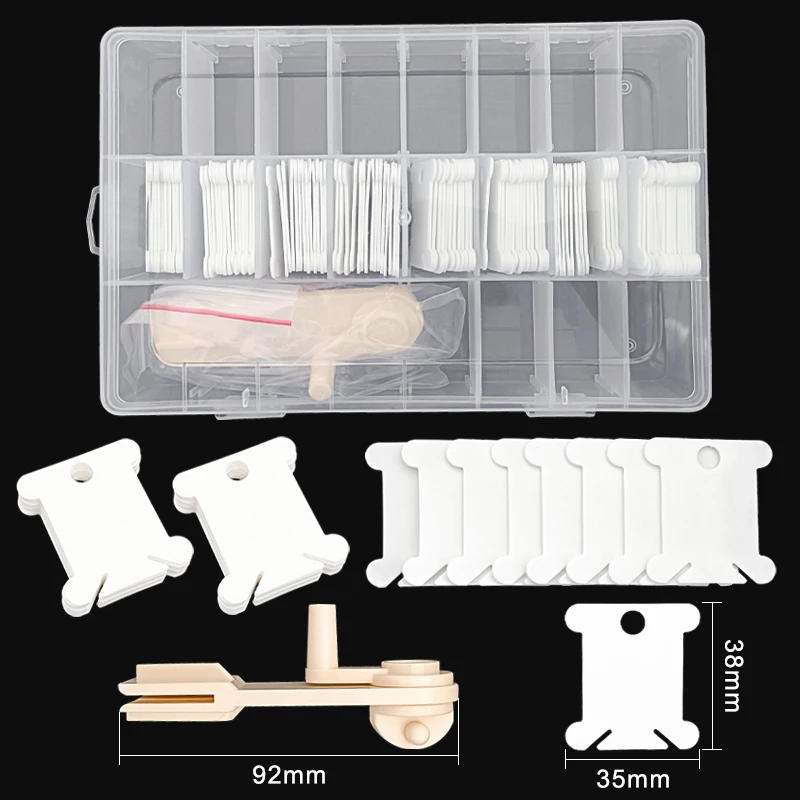 Description Picture 2 of itemPlastic Bobbins and Bobbin Winder Set Spool Thread Card Embroidery Floss DIY Stitch Thread Organizer Holder Sewing Tools Costura