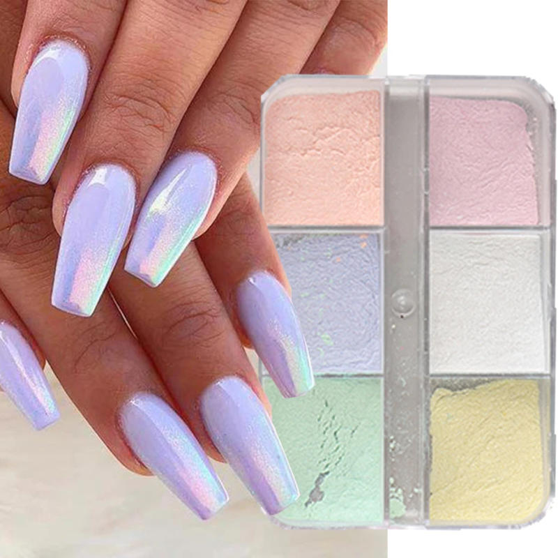 Description Picture 4 of itemMoonlight Mirror Nails Powder Metallic Chrome Effect Pigments Gel Polish Laser Dust Glitter Aurora Shiny Pearl Nail Manicure Dec