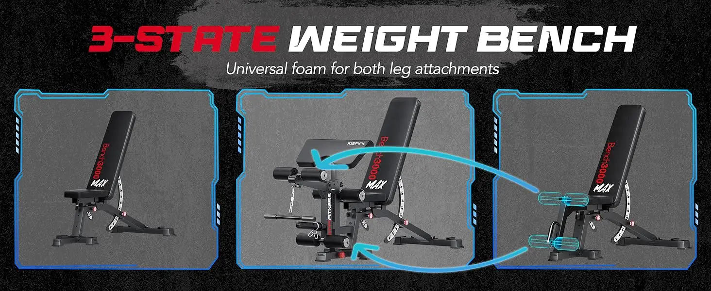 Description Picture 5 of itemAdjustable Weight Bench, Bench3000 MAX Heavy Duty Workout Bench Press with Leg Extension and Preacher Pad for Home