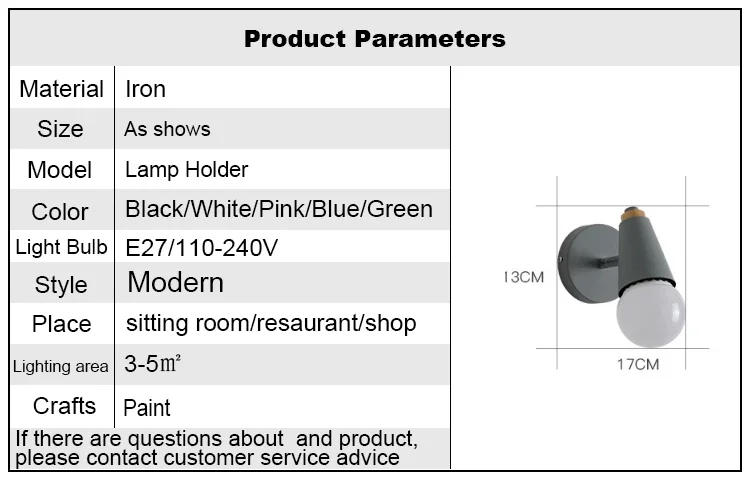 Description Picture 2 of itemModern Macaron Wall Lamp Iron Wood Mirror Light Bedside Bedroom Indoor Lighting E27 Light Bulb Retro  LED Wall Light Nordic