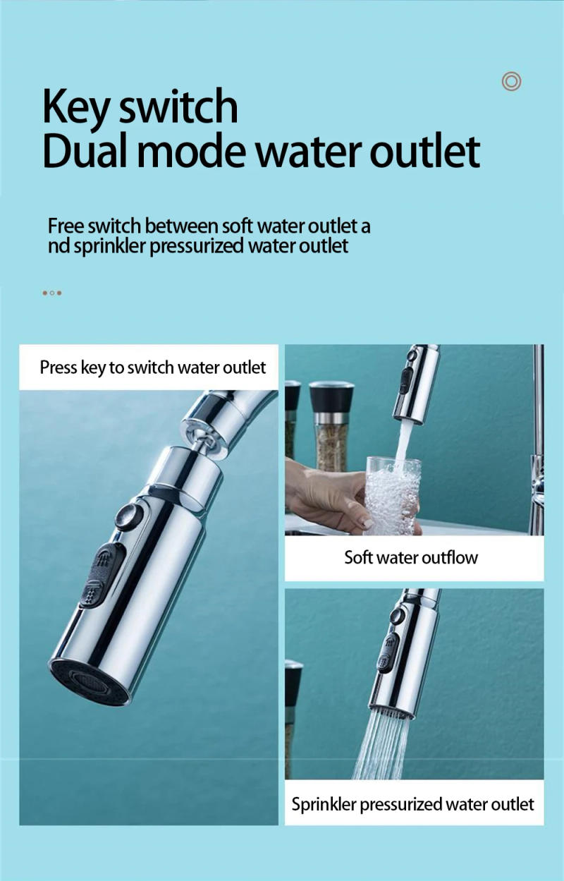 Description Picture 4 of itemKitchen Faucet Aerator 3 Modes Bathroom Anti-splash Tap Extender Adapter Faucet Washbasin Sprayer Saving Water Tap Filter Nozzle