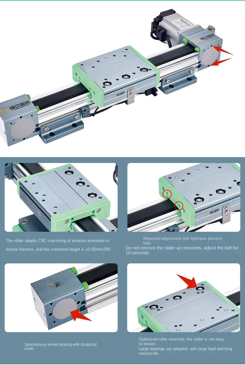 Description Picture 6 of itemSynchronous Belt Sliding Table Belt Linear Module Ld4010 Linear Guide Rail High Speed Mute Long Stroke Electric Slide-Way