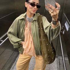 Street Loose Jackets Women Fashion Pleated Lapel Batwing Long Sleeve Female Coats 2025 Spring Summer Y2k Zipper Lady Outwears