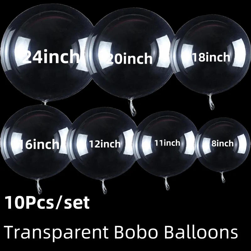 Description Picture 2 of item10pcs 8/10/12/16/18/20/24/inch Transparent Bobo Balloon Clear Bubble Balloon For Wedding Birthday Party Decoration