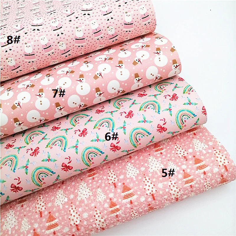 Description Picture 3 of itemPink Christmas Faux Leather Sheets Santa Claus Snowmen Rainbow Custom Glitter Faux Leather For DIY Craft Sheets Mini Rolls W209