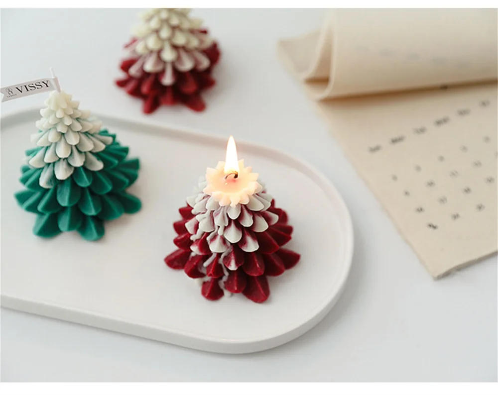 Description Picture 4 of itemNew Christmas Tree Candle Mold DIY Xmas Decoration Handmade Epoxy Resin Silicone Candle Mould Aromatherapy Soap Candle Wax Molds