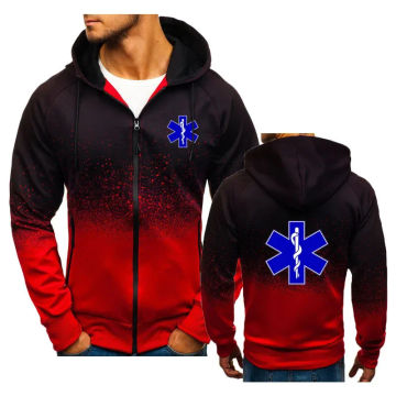 2024 Hot sale Men's sweatshirt jacket EMT Emergency Ambulance print Color contrast hoodie for men classic men's sportswear