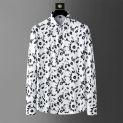 Brand Flower Print Shirt Men's 2024 Spring Long Sleeved Slim Casual Business Dress Shirts Social Party Streetwear Tuxedo Blouse