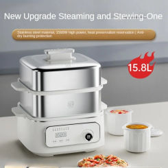 220V Stainless Steel Electric Food Steamer - Multi-Functional Breakfast Maker with Large Capacity and Multiple Layers