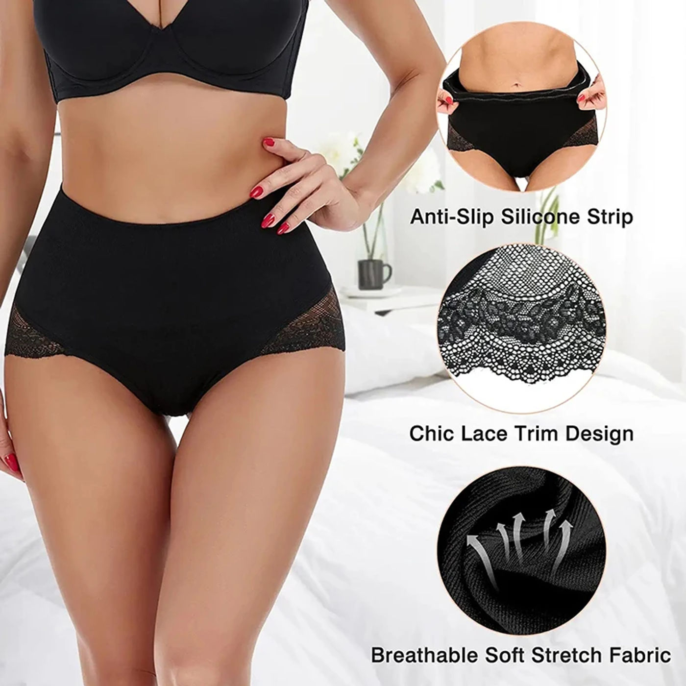 Description Picture 3 of itemTummy Control Panty for Women Shapewear High Waist Trainer Butt Lifter Slimming Body Shaper Corset Lace Shaping Briefs Seamless