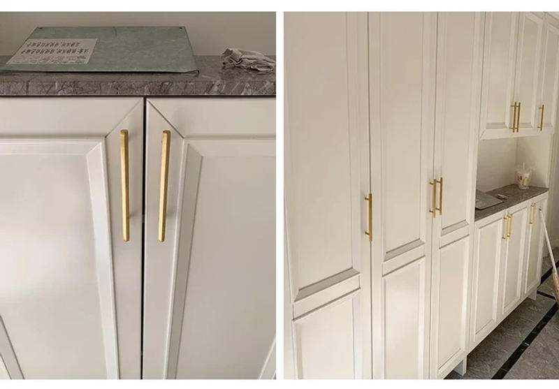 Description Picture 2 of itemGold Solid Brass Hexagon Knob T Bar Cabinet Pull for Kitchen Room Longer Dresser Handle Furniture Hardware