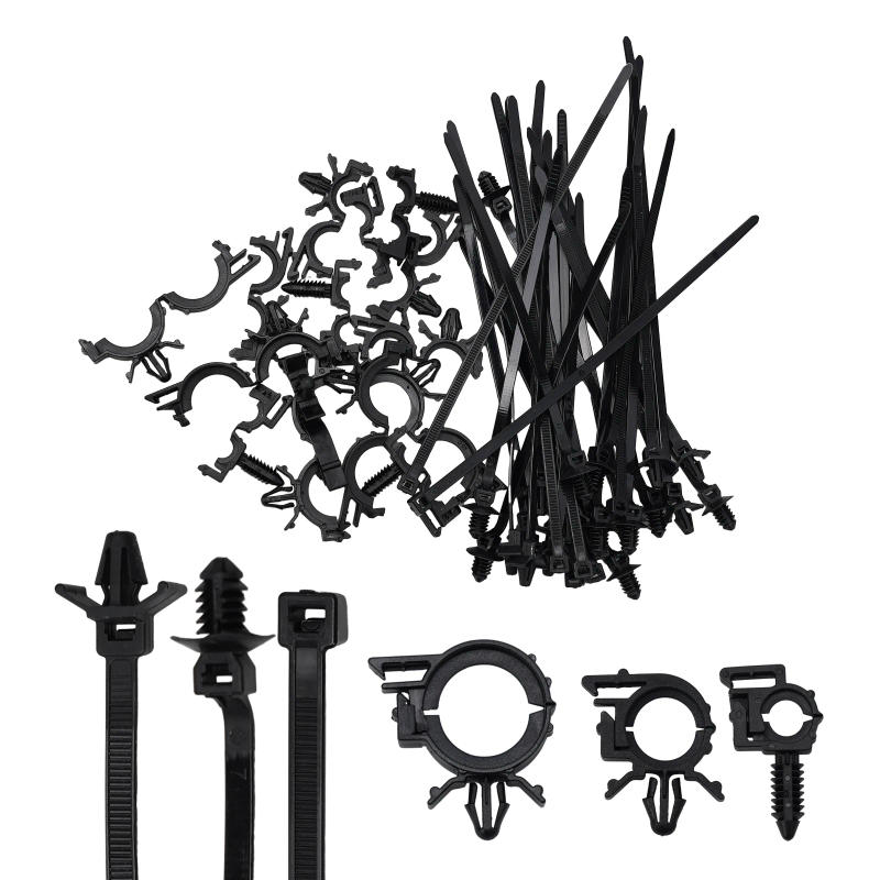 Description Picture 2 of item45Pcs Plastic Vehicle Motocycle Cable Push Mount Cable Zip Tie With Car Wire Routing Clips Universal Auto Fasteners