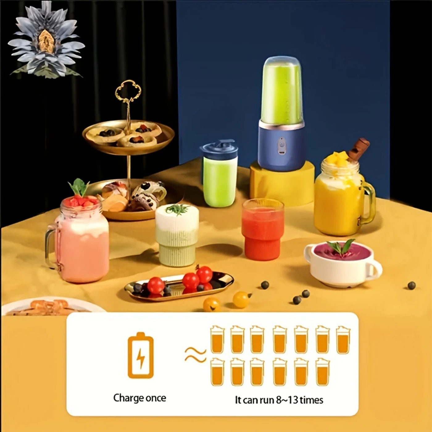 Description Picture 3 of itemDouble Cup Multifunction Usb Fruit Mixers Juicers Portable Electric Juicer Blender Fruit Juicer Cup Food Milkshake Juice Maker