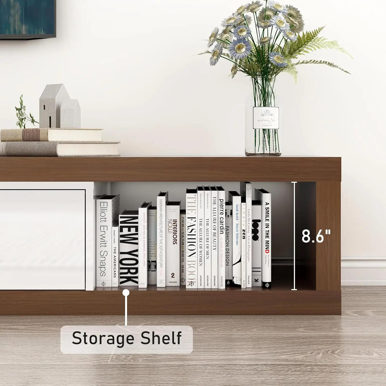 Description Picture 4 of itemExtendable TV Stand, Modern Entertainment Center for Up To 120 Inch TV, Wood Reversible TV Media Console with 3 Drawers