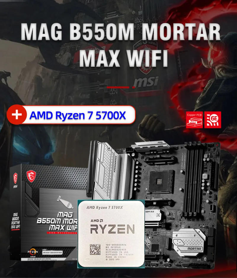 Description Picture 2 of itemMSI AM4 NEW MAG B550M MORTAR MAX WIFI +Ryzen 7 5700X B550 CPU KIT For Gaming Desktop