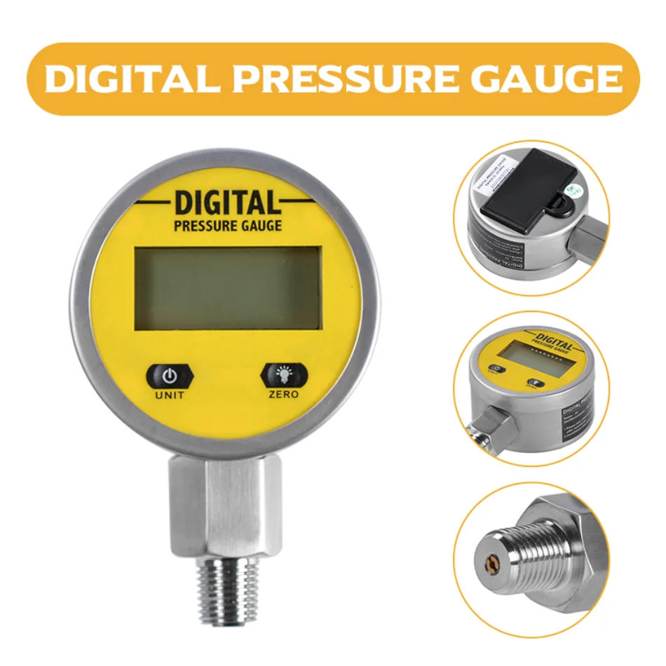 Description Picture 2 of itemPressure Gauges Digital Display Oil Pressure Hydraulic Pressure Meter 250BAR/25Mpa NPT1/4 Screw Thread Gas Liquid Fuel Manometer