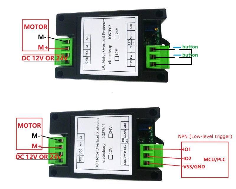 Description Picture 3 of itemDC 12V 24V Brushed Motor Overload Overcurrent Short Circuit Protector Forward Reverse Controller