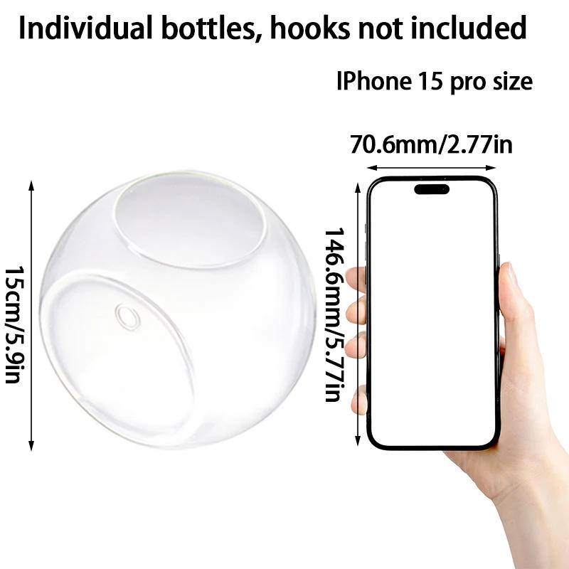 Description Picture 5 of itemTransparent Semi-circular Glass Vase Wall Hanging Decoration Office Hydroponics Vases Cute Ball Shaped Moss Ecological Bottle