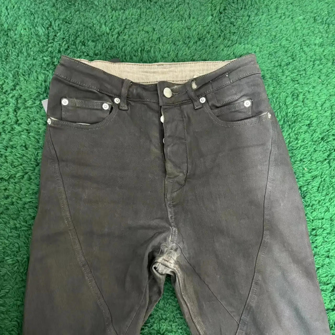 Description Picture 5 of itemHigh Street Rick Men Jeans Spring Women Gradient Flared Pants Ro Fashion Brand Owens Y2k Worn Out Vintage Wide Leg Casual Pants