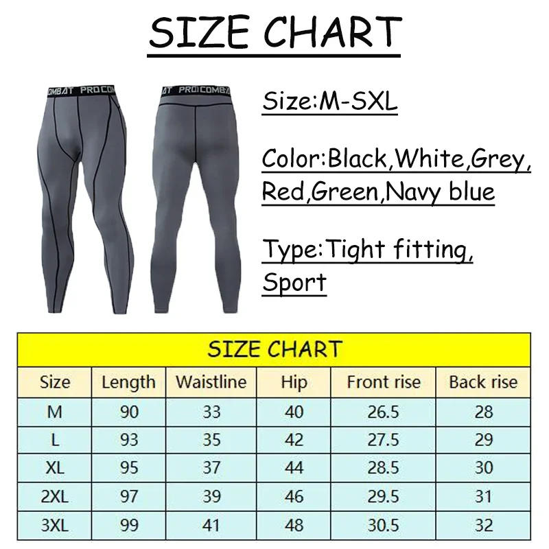 Description Picture 2 of itemNew Compression Pants Leggings Men Running Sport Quick Dry Pants Fitness Training Trousers Male Workout Clothing