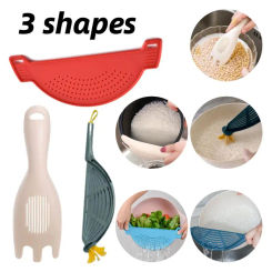 Draining Tool Pot Strainer Pan Drainer Wash Rice For Home Kitchen Easy Draining Pan Strainer Plastic Pasta Spaghetti Practical