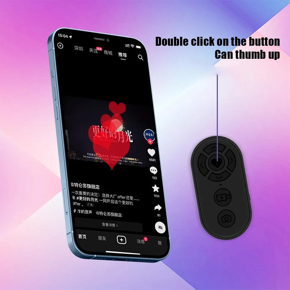 Description Picture 4 of itemRechargeable Bluetooth-compatible Remote Controller 7 Buttons Wireless Mobile Phone Selfie Photo Shutter for Video Page Turner