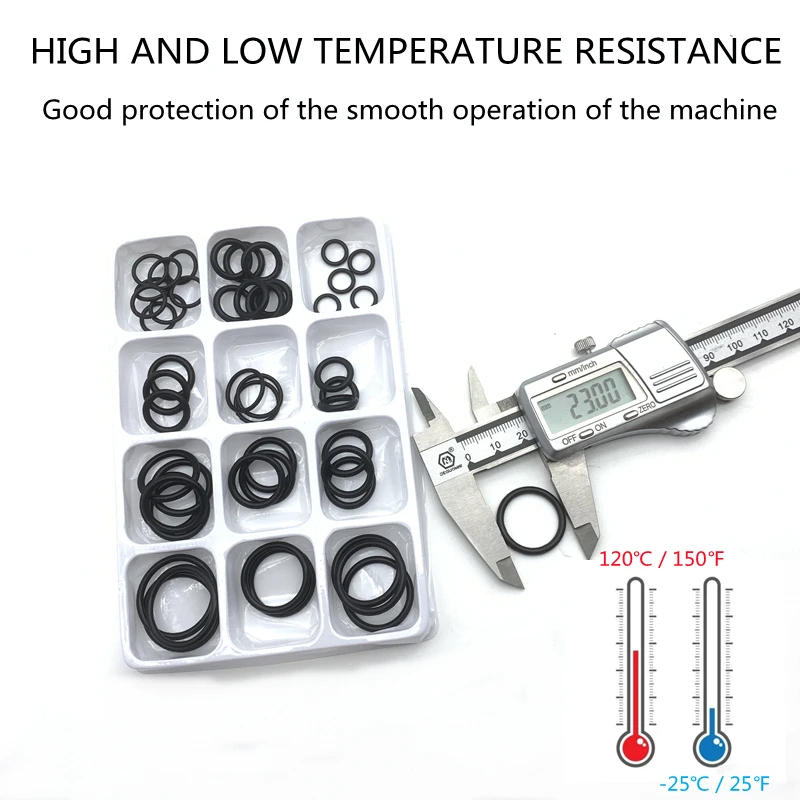 Description Picture 4 of item50PCS Rubber O Ring Oil Resistance O-Ring Washer Gasket Seals Watertightness Assortment Different Size