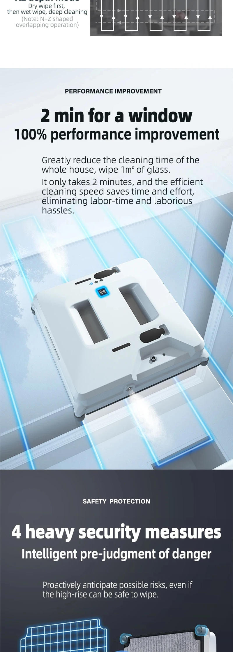 Description Picture 5 of itemRobotic Window Cleaner Dual Water Spray,High Vacuum Suction Electric Window Washing Machine Smart Home Wall Glass Cleaning Robot